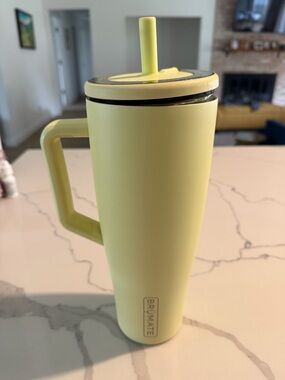 Brumate Yellow Green Insulated Tumbler 40 oz with Handle and Straw Lid